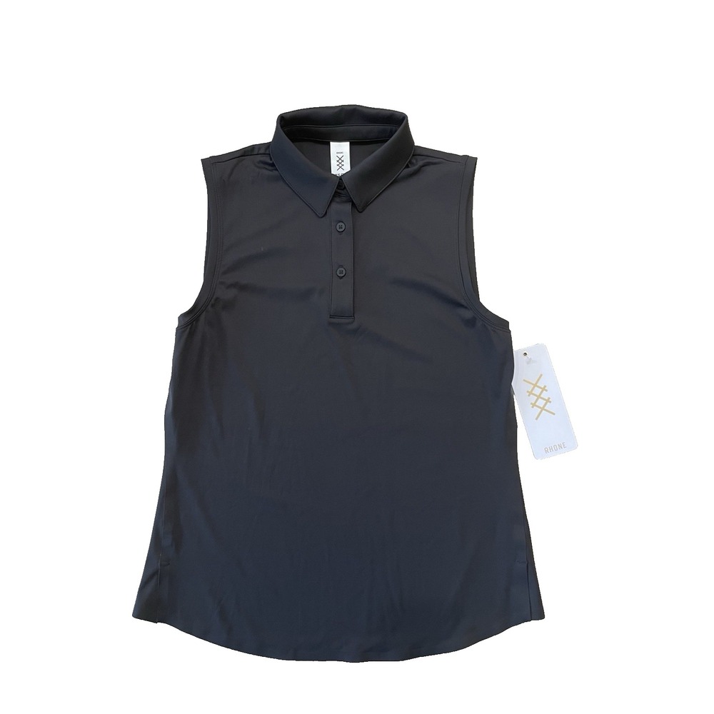 NWT Rhone Black‎  Course to Court Sleeveless Polo Shirt Women's Size S  NEW